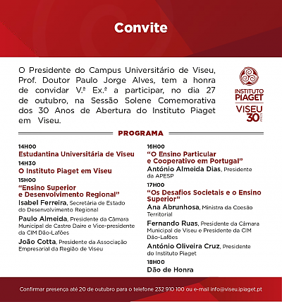 Sessão Solene Comemorativa dos 30 anos da Abertura do Instituto Piaget de Viseu